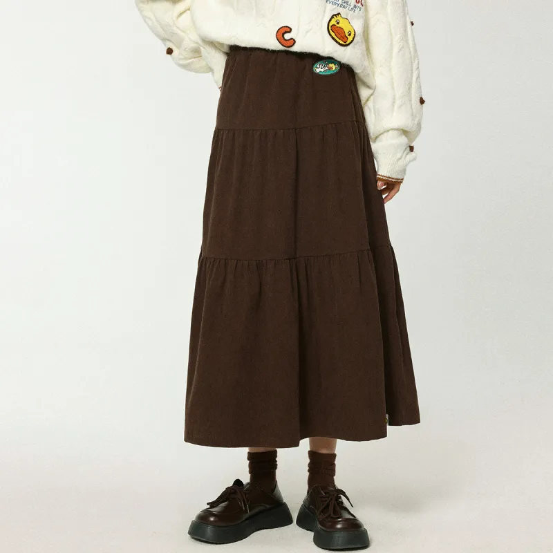 B.Duck Casual Long Skirt Women's Dark Coffee-2