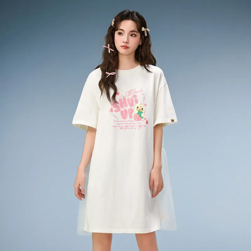 B.Duck Short Sleeved Dresses Women's Beige Apricot-2