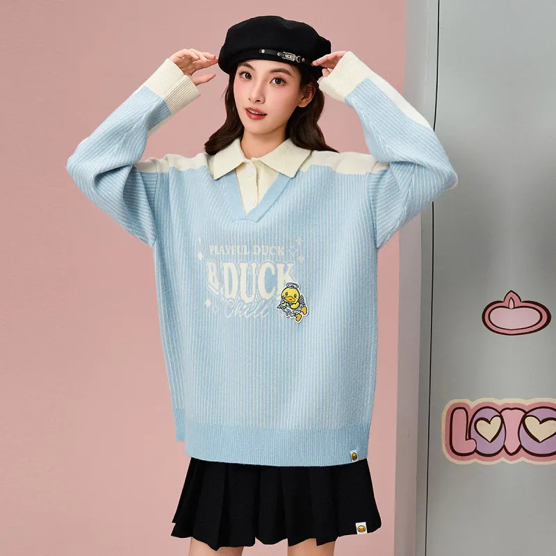B.Duck Sweaters Women's Blue-4