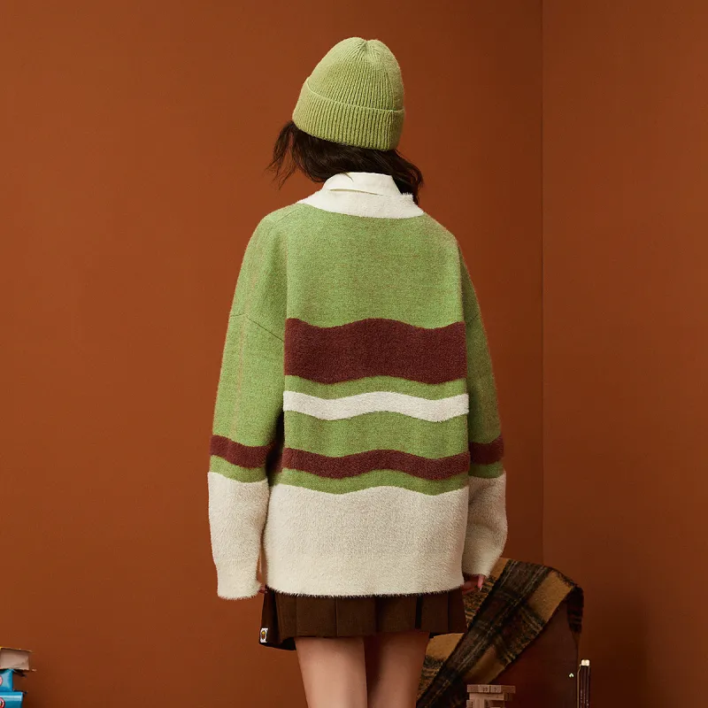 B.Duck Sweater Women's Green Brown-2