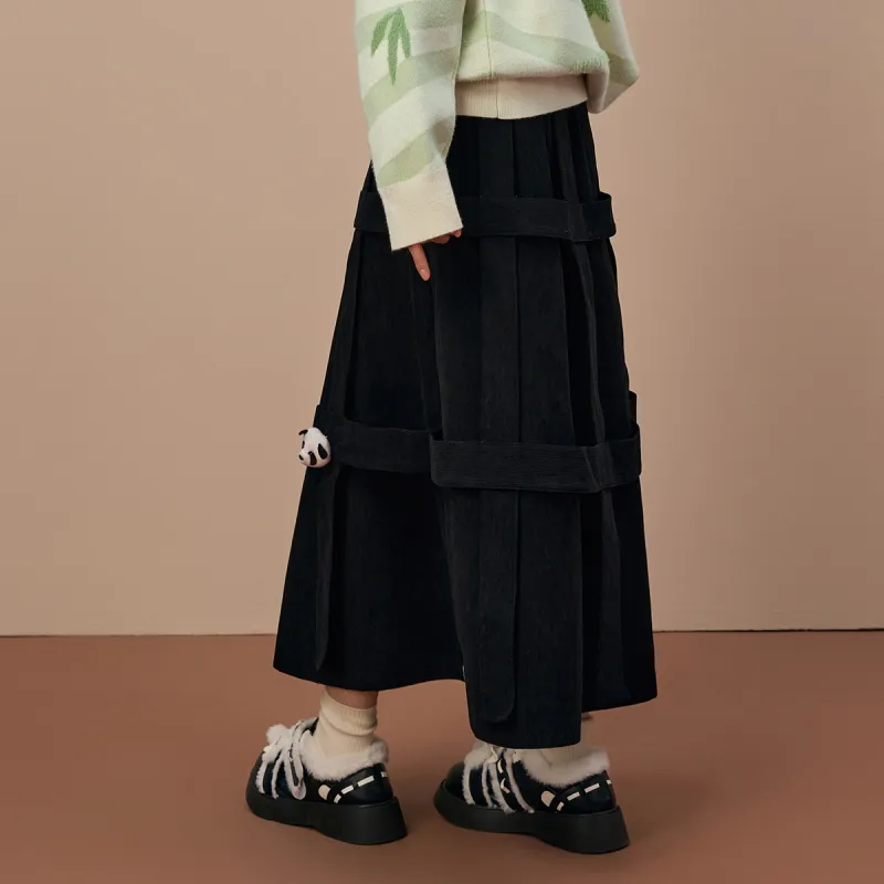 B.Duck Casual Long Skirts Women's Black-2