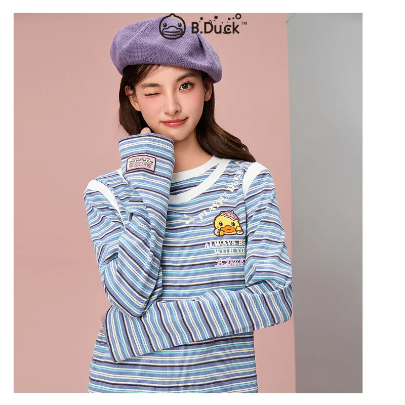 B.Duck T Shirt Women's Blue Stripes-4