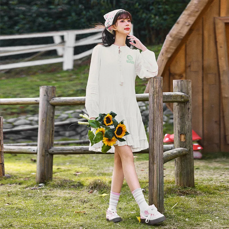 B.Duck Long Sleeved Dresses Women's White-3