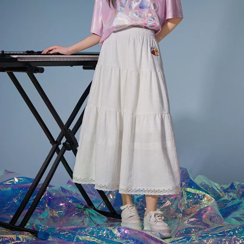 B.Duck Casual Long Skirt Women's White-2