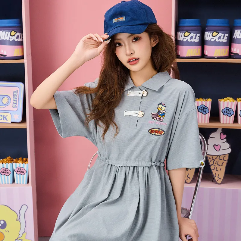 B.Duck Short Sleeved Dress Women's Dark Gray-4