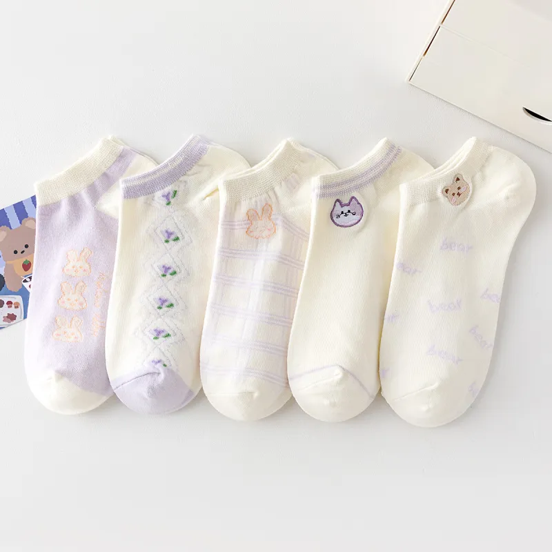 Caramella Ankle Socks Women's 5 Pack Mixed Color-5