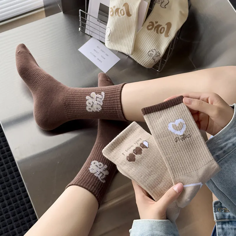 Caramella Mid Calf Socks Women's 5 Pack Mixed Color-4