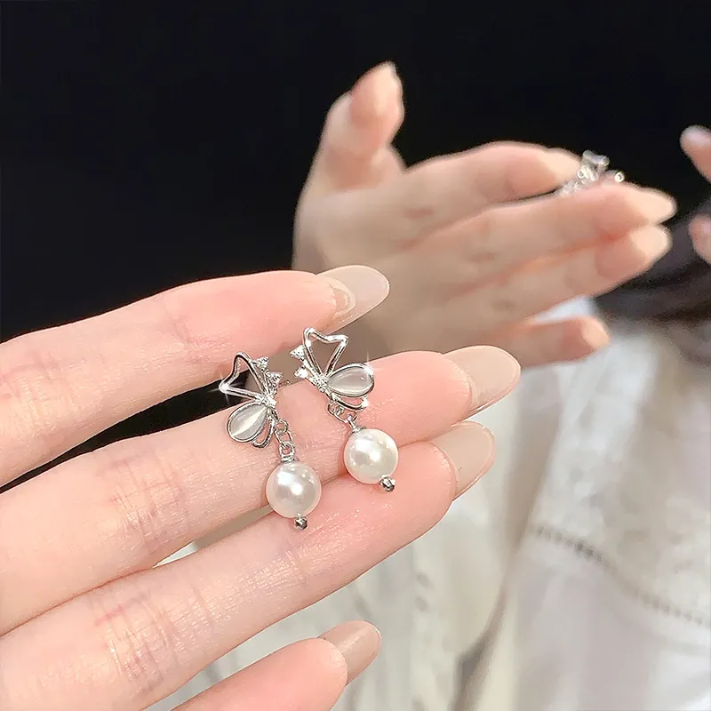 Lang Wind S925 Silver Stud Earrings Women's-2