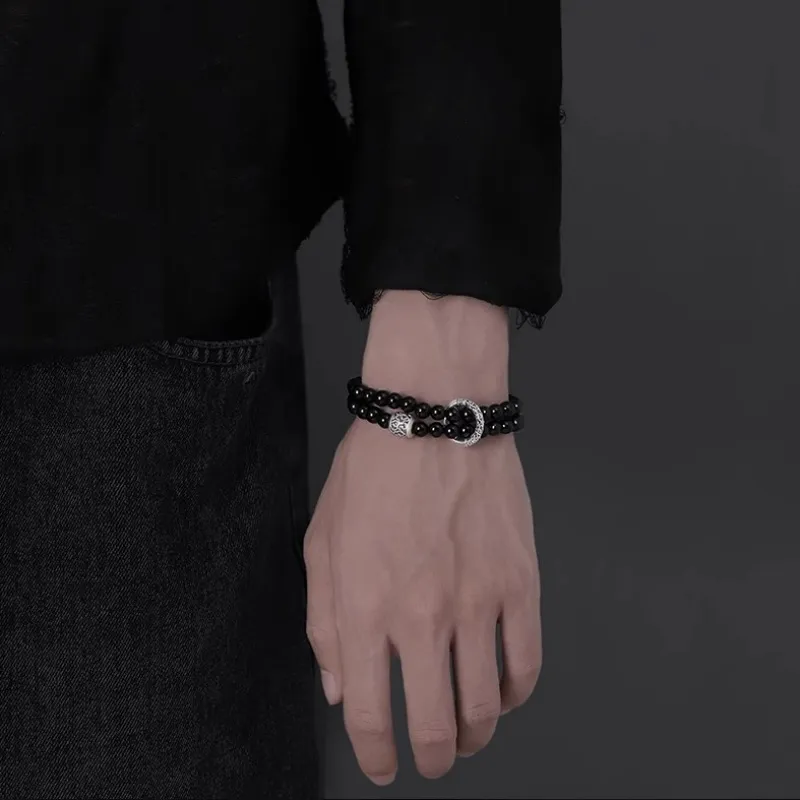Lang Wind Natural Obsidian Bracelets Unisex-4