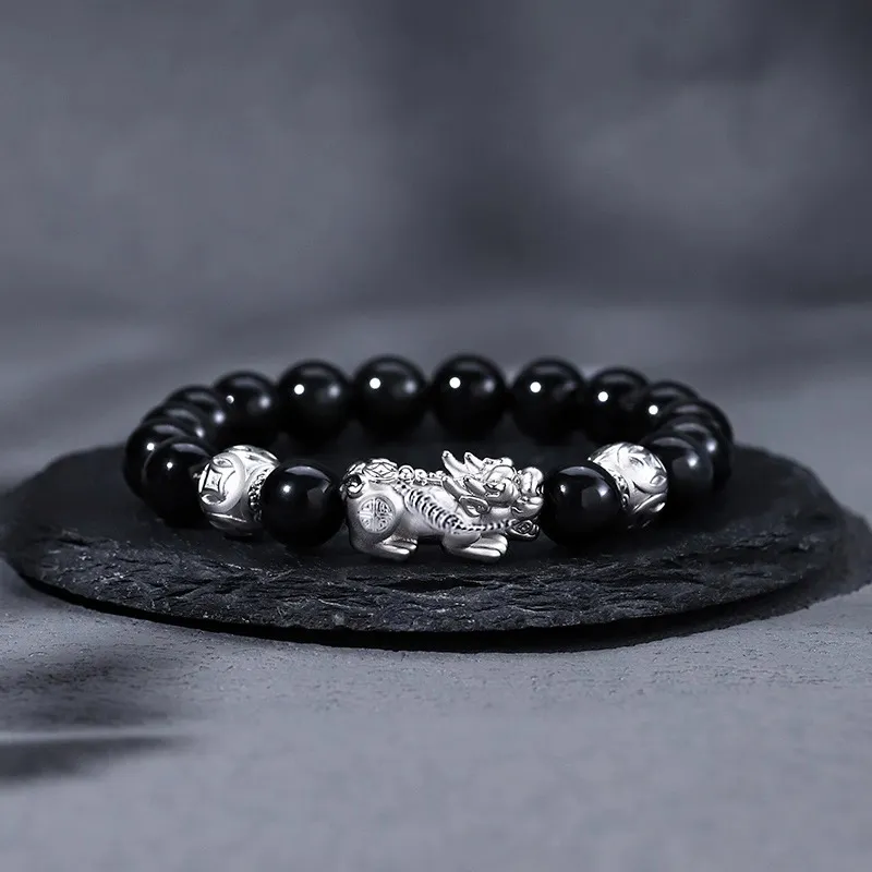 Lang Wind Obsidian Jade Bracelets Unisex-10