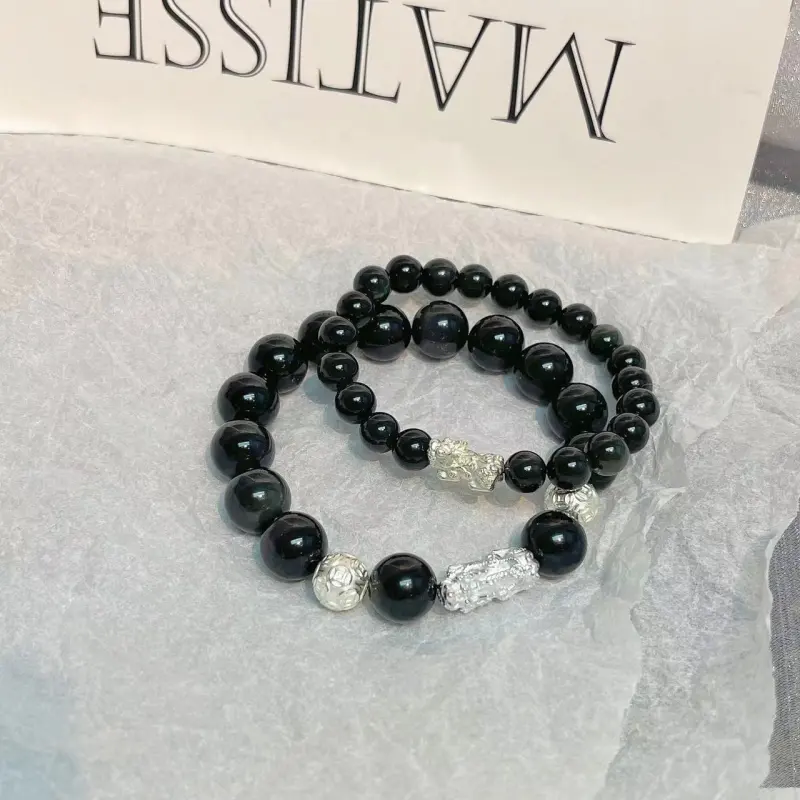 Lang Wind Obsidian Jade Bracelets Unisex-1