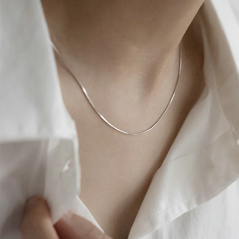Lang Wind S925 Silver Necklaces Unisex-1