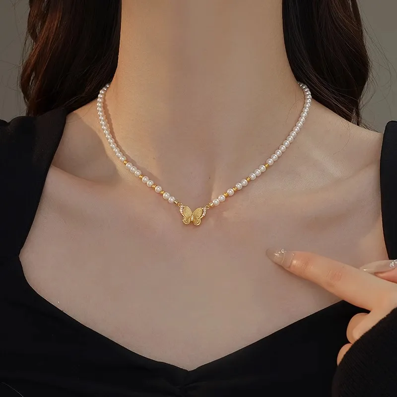 Lang Wind Faux Pearl Necklaces Women's-3