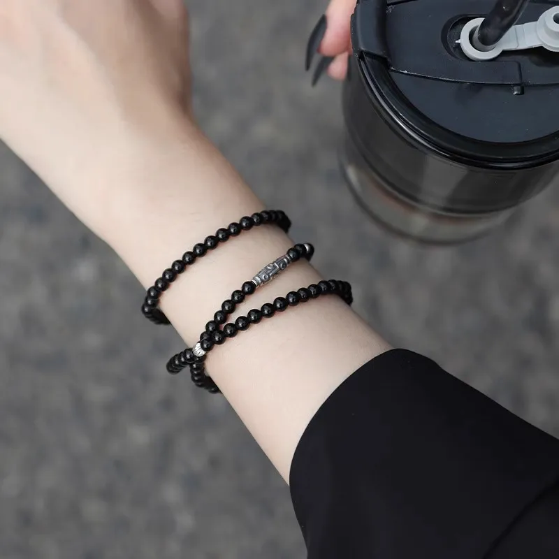 Lang Wind Natural Obsidian Bracelets Unisex-1