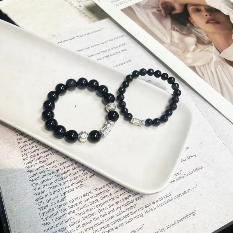 Lang Wind Obsidian Jade Bracelets Unisex-2