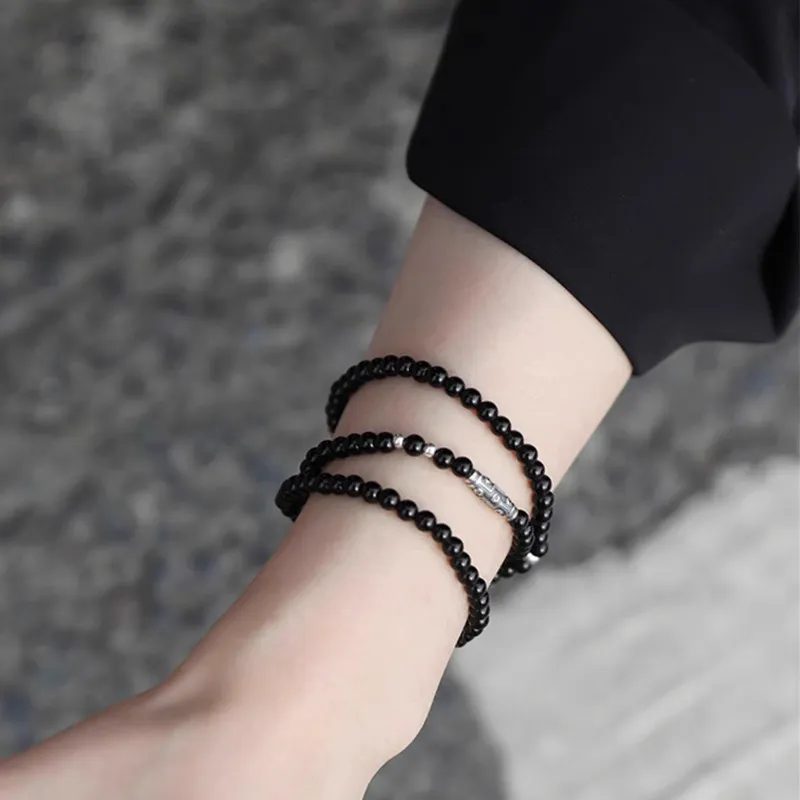 Lang Wind Natural Obsidian Bracelets Unisex-5