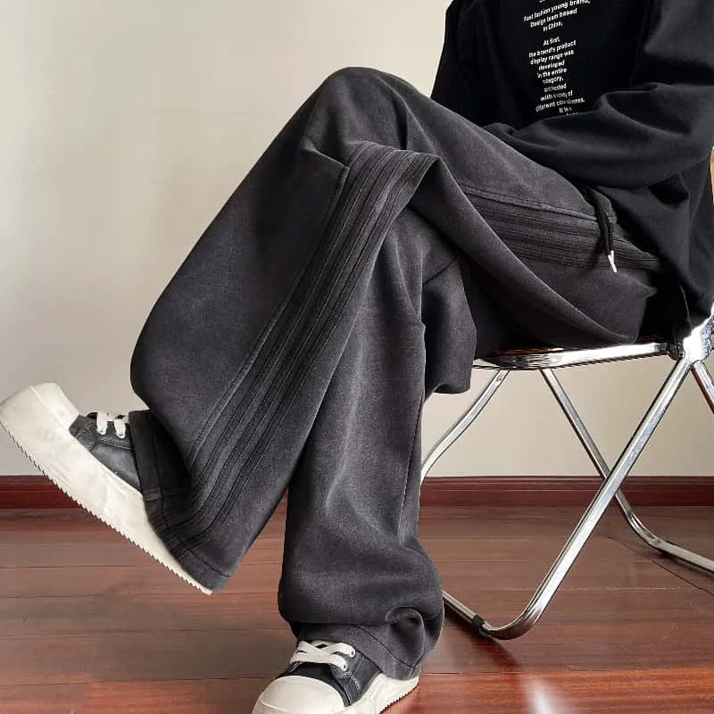 FAIRWHALE Knitted Sweatpants Unisex Washed Black-3
