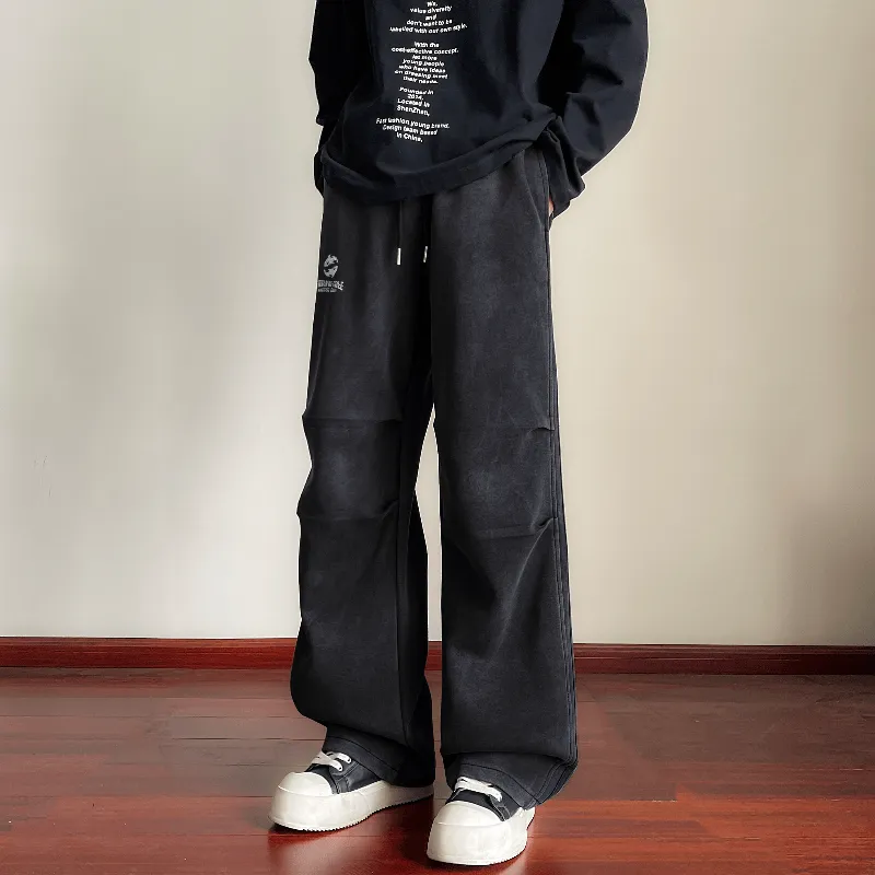 FAIRWHALE Knitted Sweatpants Unisex Washed Black-4