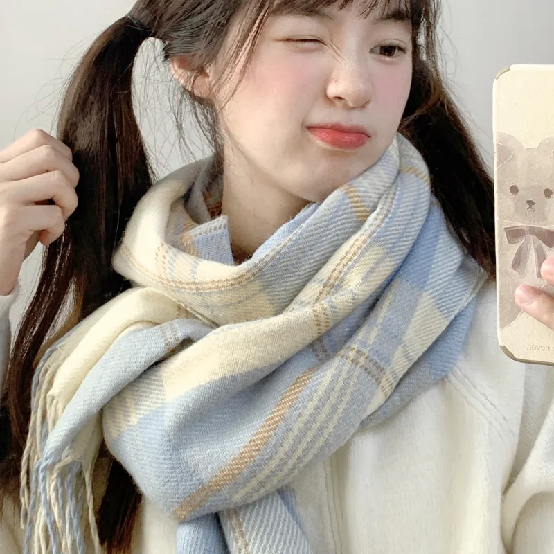 PLAN IN Knit Scarves Unisex-4