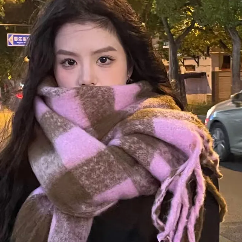 PLAN IN Cotton Polyester Knit Scarves Unisex-2