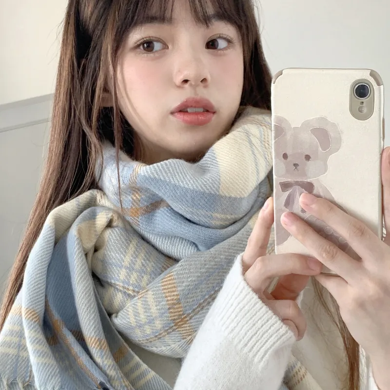 PLAN IN Knit Scarves Unisex-2