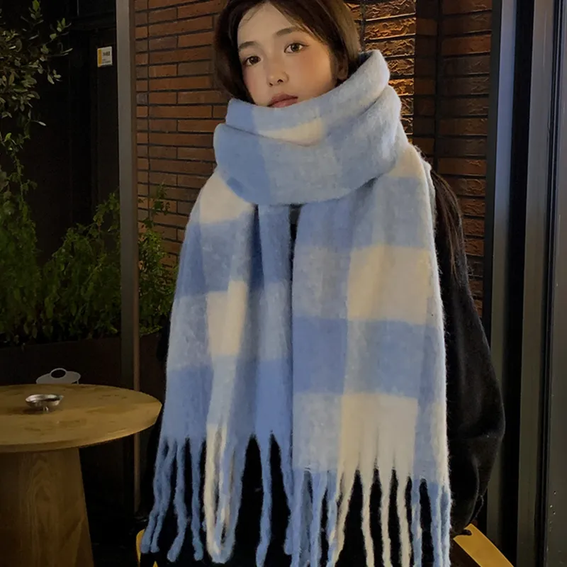PLAN IN Knit Scarves Unisex-1