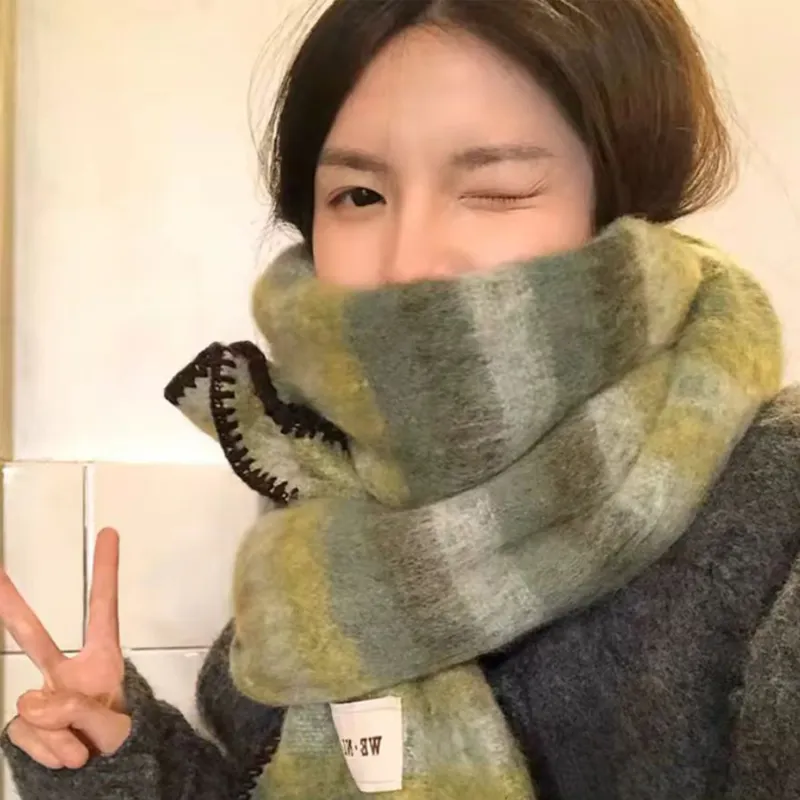 PLAN IN Knit Scarves Unisex-1
