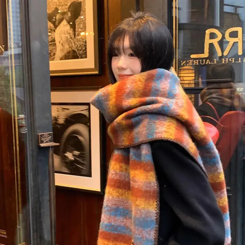 PLAN IN Knit Scarves Unisex-6