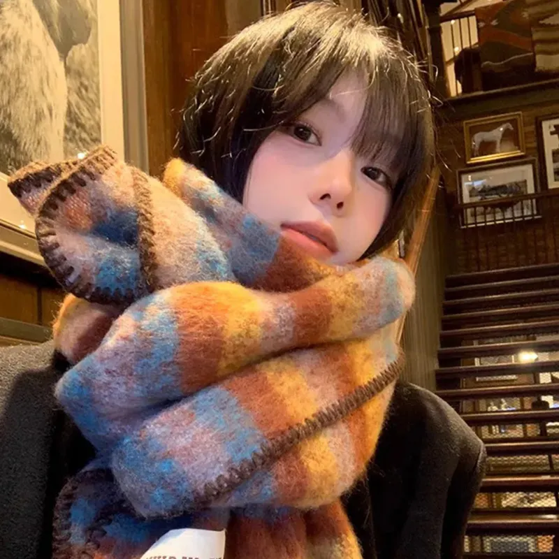 PLAN IN Knit Scarves Unisex-7