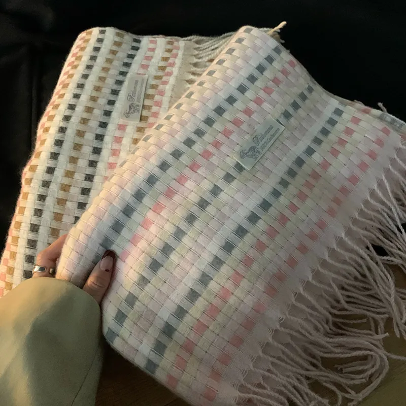 PLAN IN Knit Scarves Unisex-7