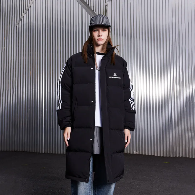 Suamoment White Duck Down Warm Loose Fit Winter Versatile Coat Unisex-2