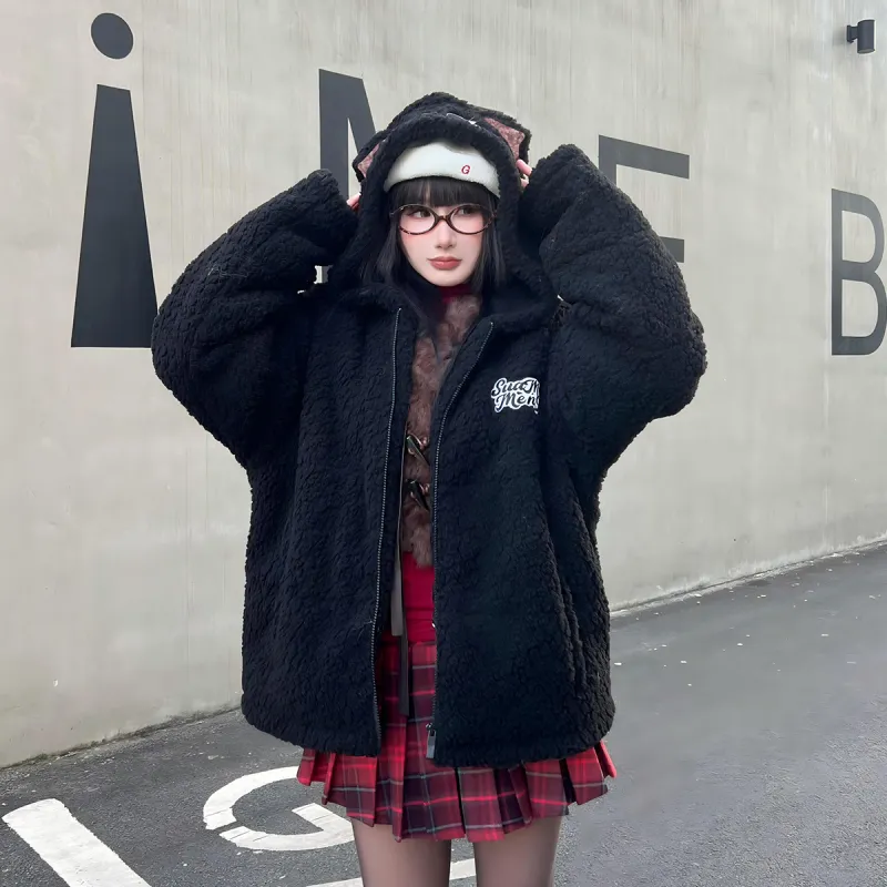 Suamoment Puffer Jacket Fall And Winter Warm Loose Fit Casual Coat Top Unisex-3
