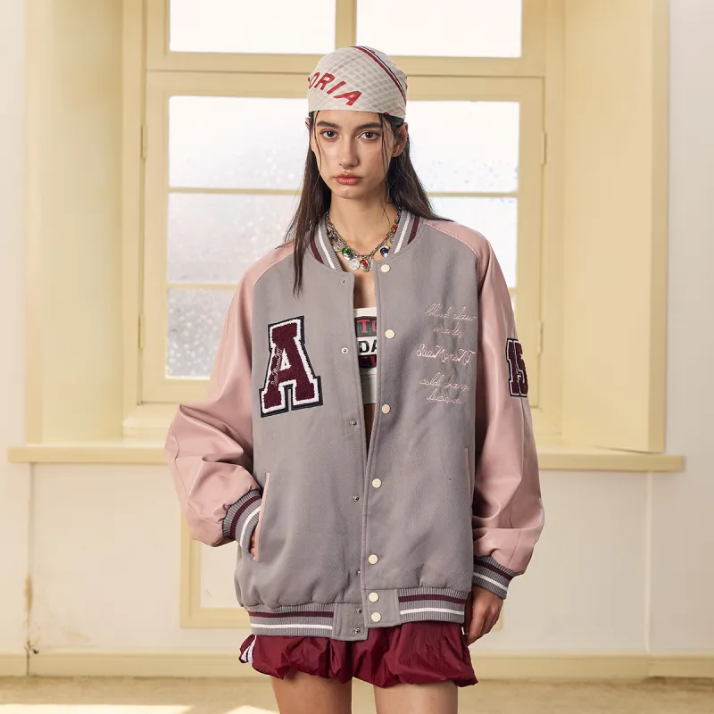 Suamoment Fall Trendy Brand American Baseball Jacket Unisex-3