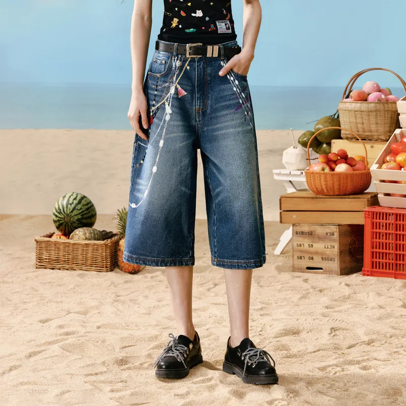 Suamoment Denim Shorts Unisex Blue-2