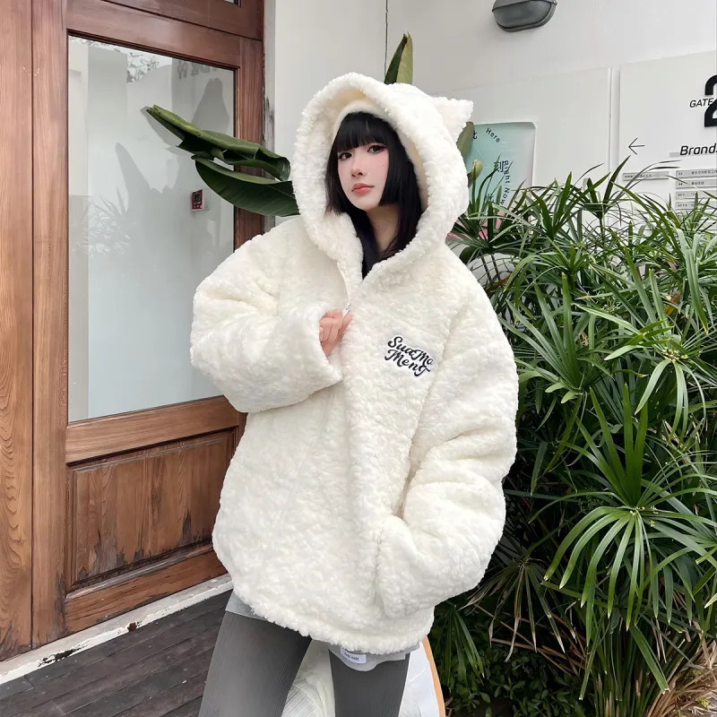 Suamoment Puffer Jacket Fall And Winter Warm Loose Fit Casual Coat Top Unisex-7