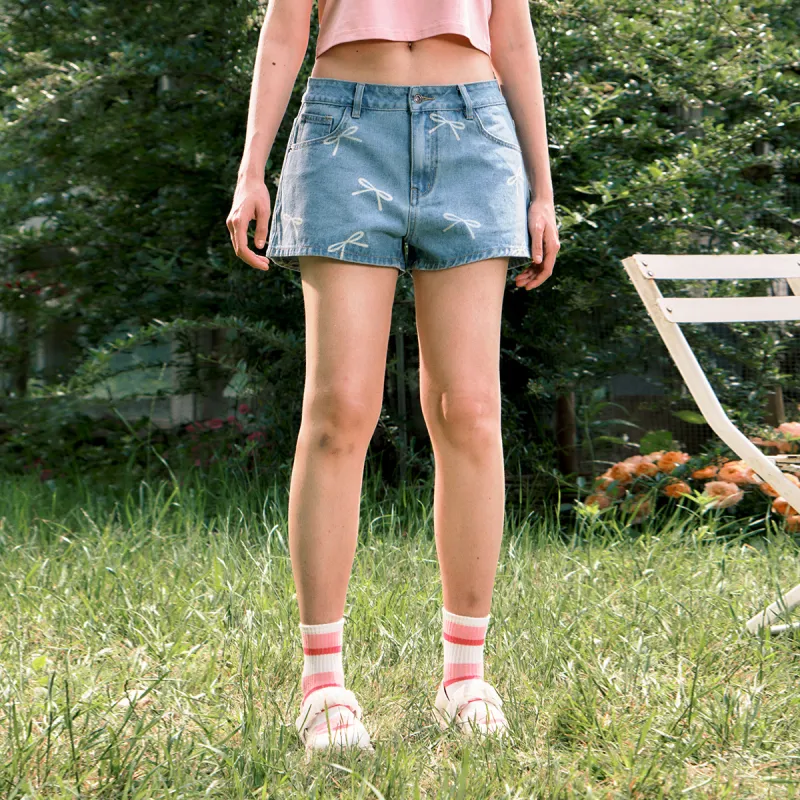 Suamoment Denim Shorts Women's Light Blue-2