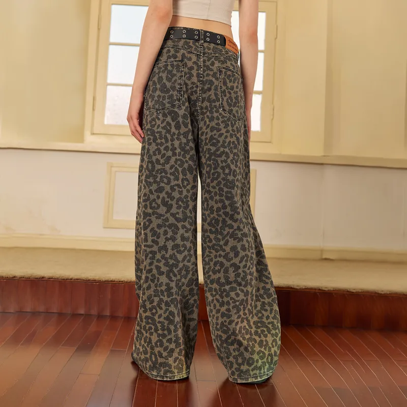 Suamoment Jeans Unisex Leopard Print-3