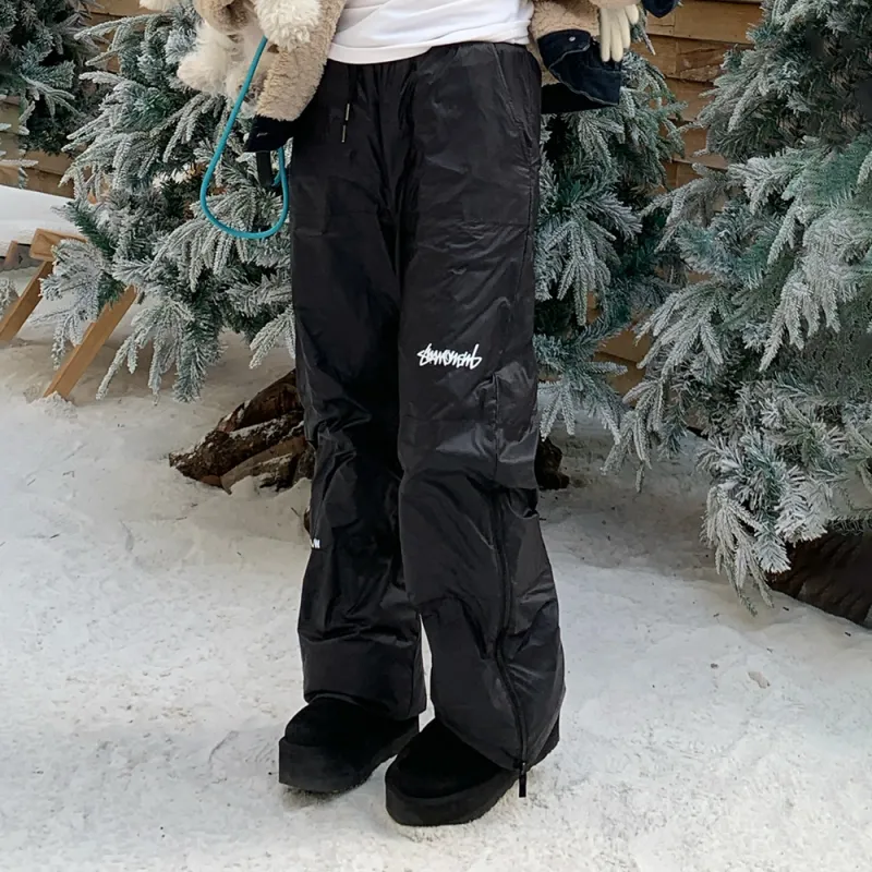 Suamoment Winter White Duck Down Warm Thickened Casual Pants Unisex-2