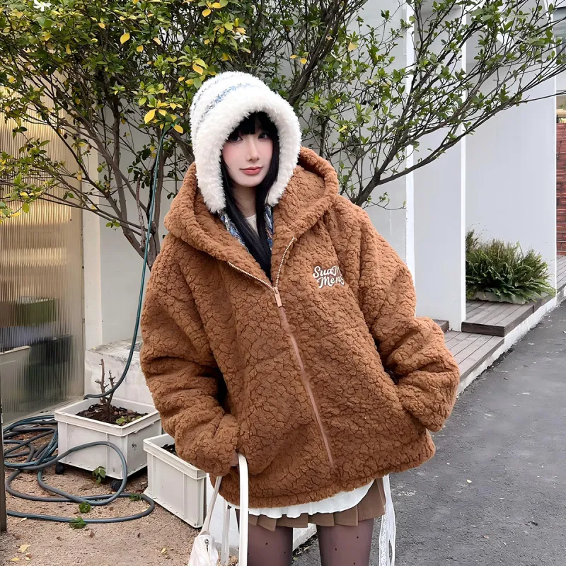 Suamoment Puffer Jacket Fall And Winter Warm Loose Fit Casual Coat Top Unisex-11