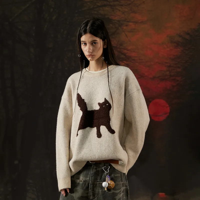 Suamoment Autumn Vintage Casual Couple Loose Fit Knitwear Unisex-6