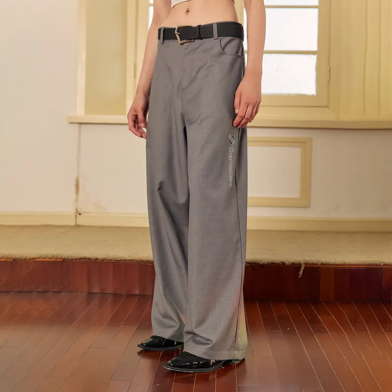 Suamoment Wide Leg Straight Fit Pants Autumn New Arrival Vintage Couple Casual Pants Unisex-6