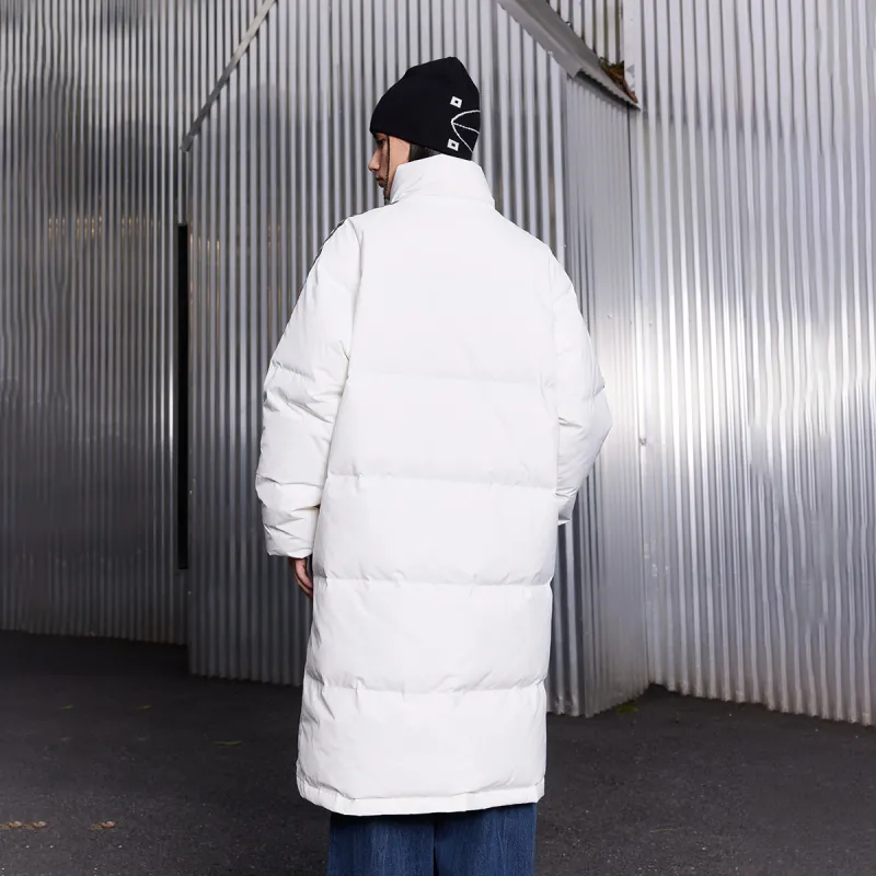 Suamoment White Duck Down Warm Loose Fit Winter Versatile Coat Unisex-7