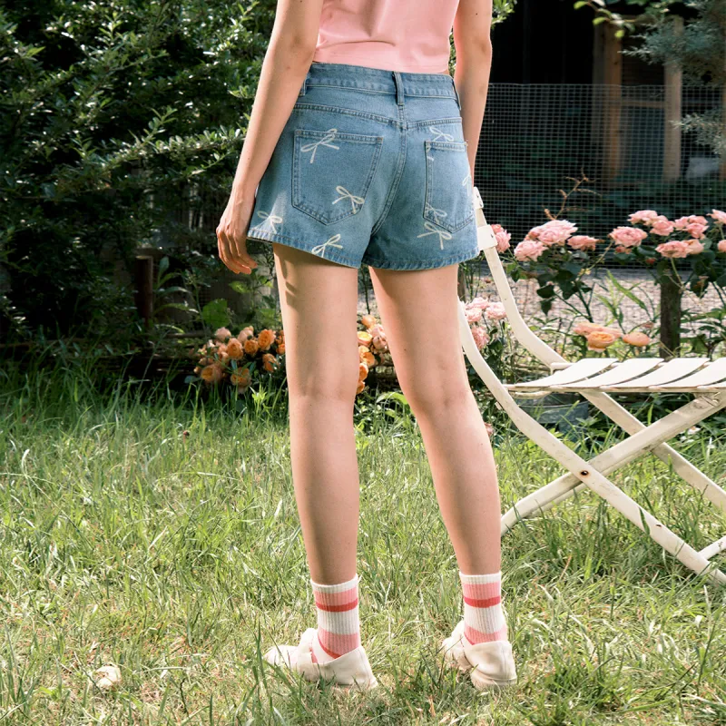 Suamoment Denim Shorts Women's Light Blue-3