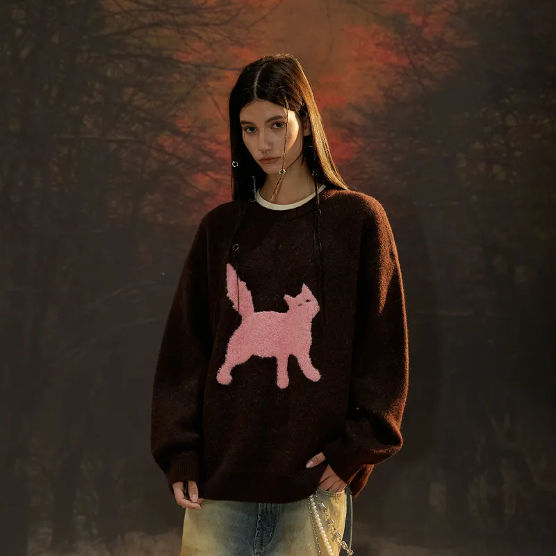 Suamoment Autumn Vintage Casual Couple Loose Fit Knitwear Unisex-10