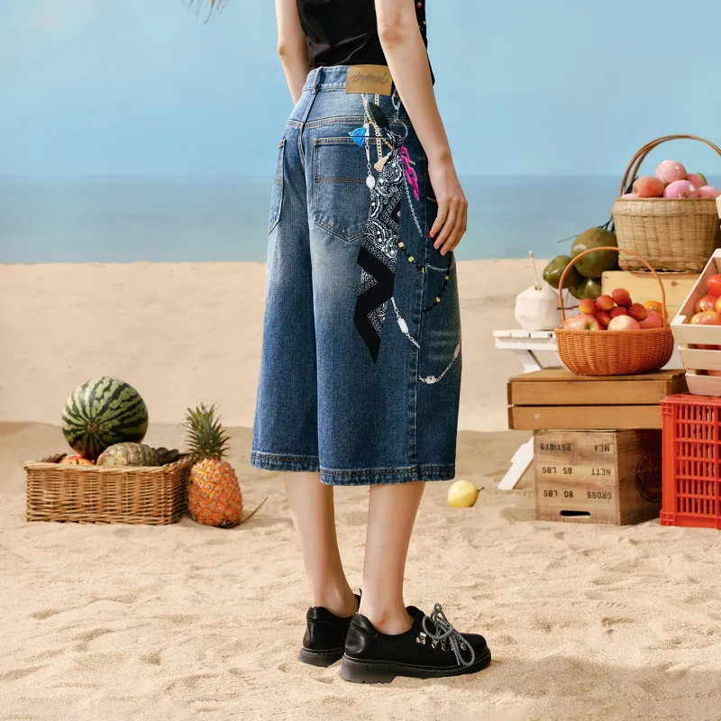 Suamoment Denim Shorts Unisex Blue-3