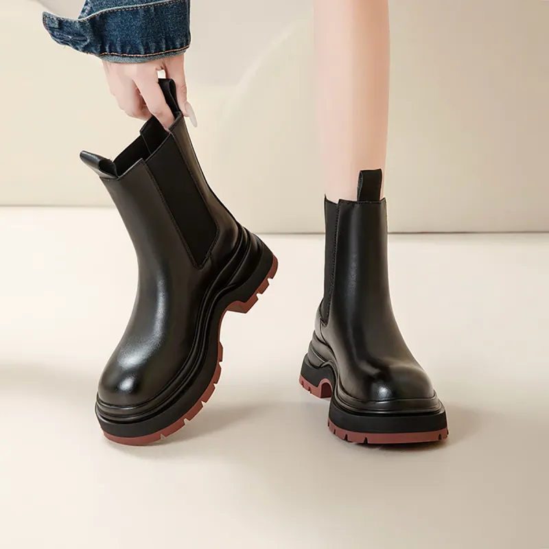 GEMEIQ Chelsea Boots Women's Black Red/Black Blue-3