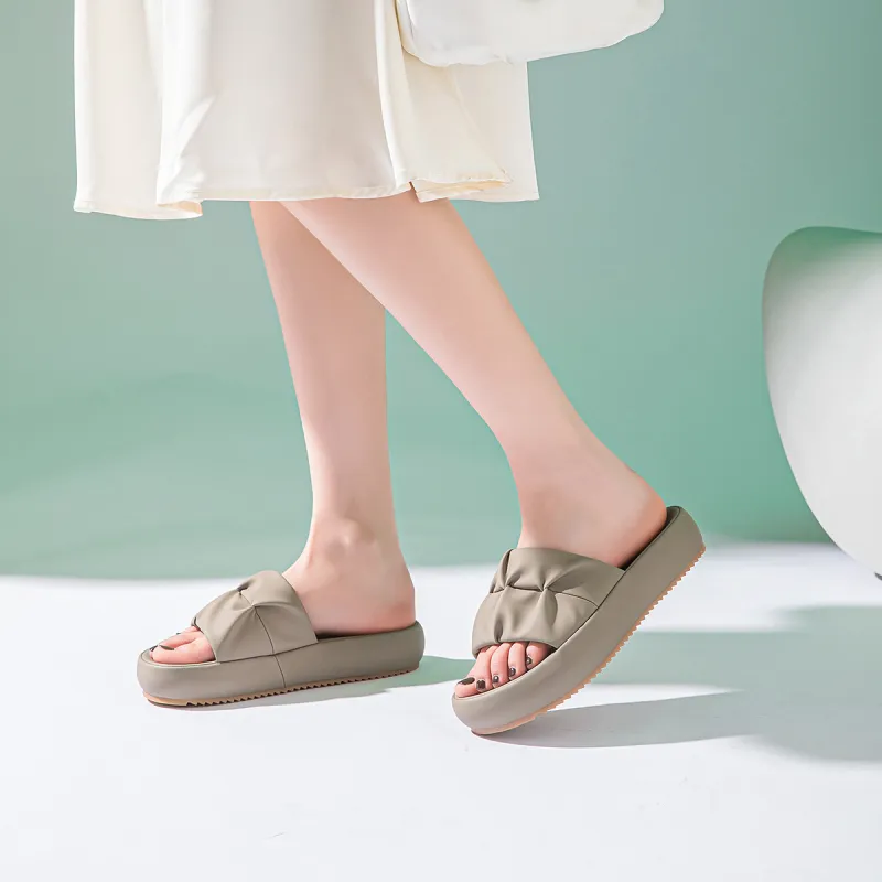 GEMEIQ Slide Slippers Women's Elephant Gray/Ecru/Apricot-3