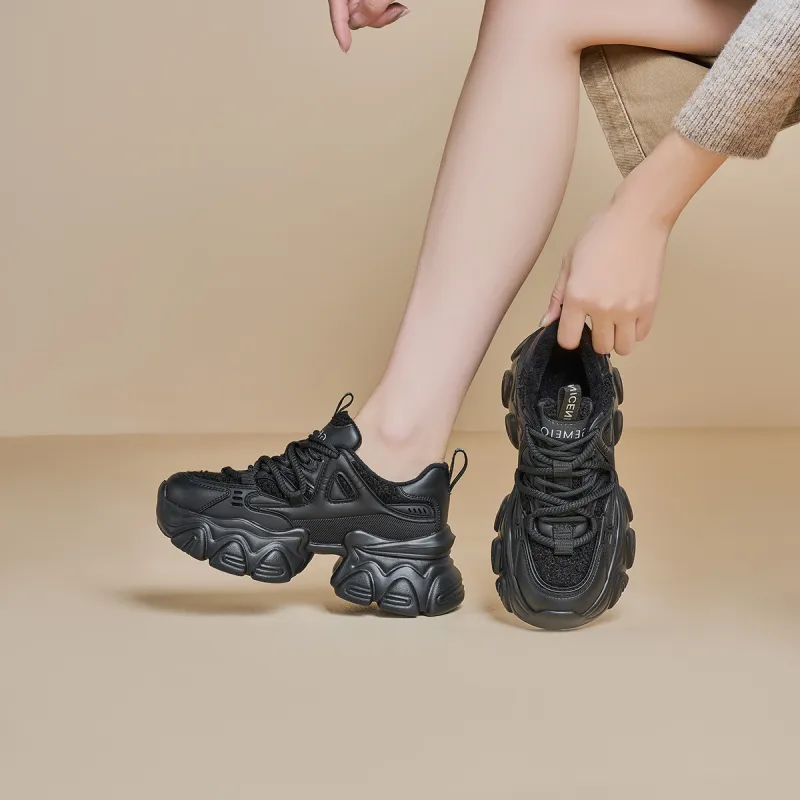 GEMEIQ Cushioning Abrasion Resistant Coverage Height Increasing Low Top Chunky Sneakers With EVA Outsole 8cm Women's-4