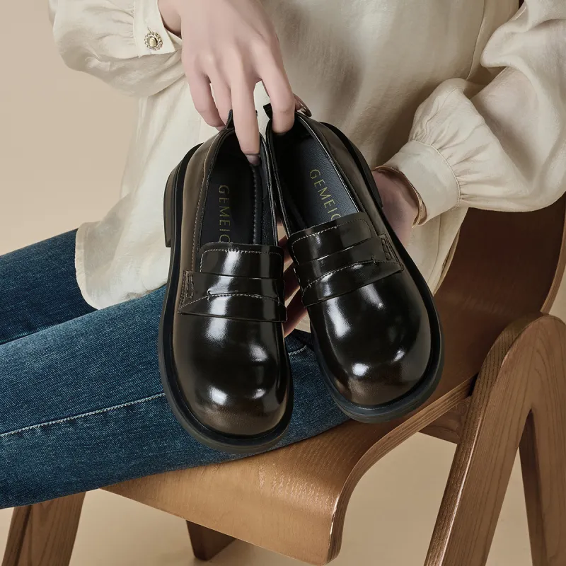 GEMEIQ Loafers 3.6cm Women's Brown-5