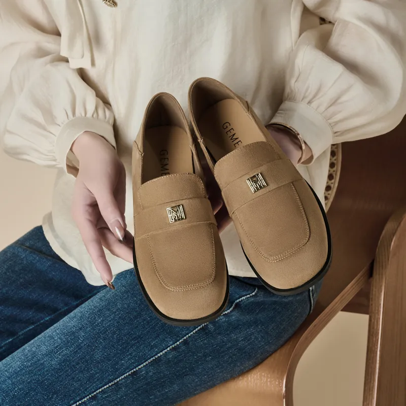 GEMEIQ Loafers Women's Yellow Brown/Coffee-3
